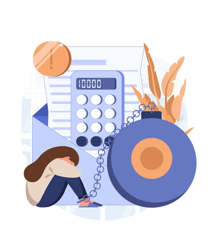 Pessoa estressada com dívidas